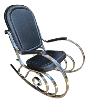 1970s Vintage Hollywood Regency Rocking Chair Rocker Floating Chrome Mid Century Italy