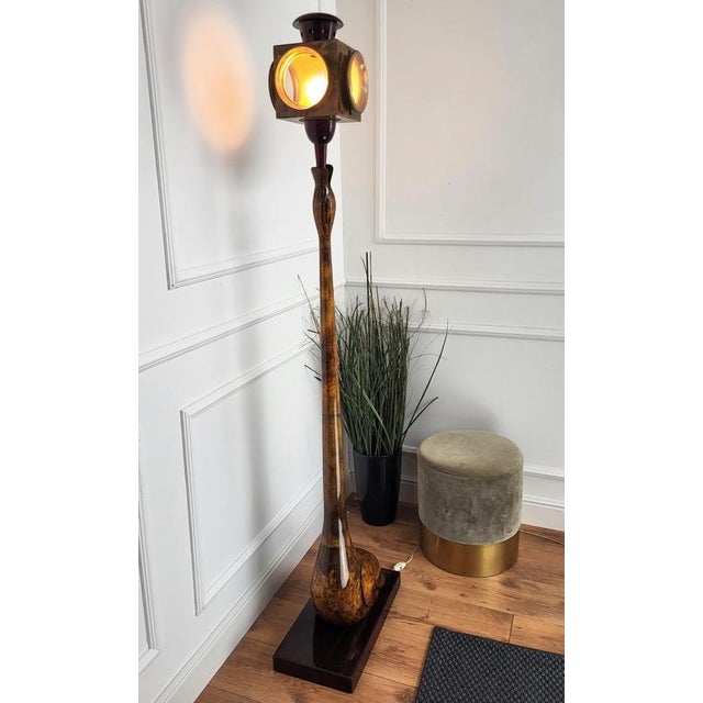 Very beautiful, important and extremely rare Italian Mid-Century floor lamp by Aldo Tura. The stunning and striking design...