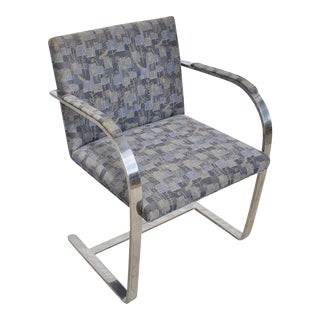 Mid 20th Century Mies Van Der Rohe for Knoll Stainless Steel Flat Bar Brno Chair For Sale