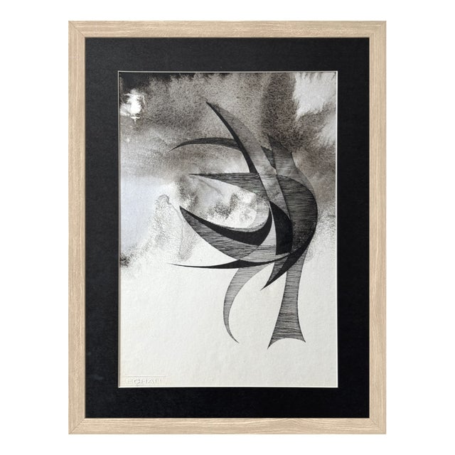 Eugène Eechaut, Surrealist Composition. 1971, Ink on Paper For Sale