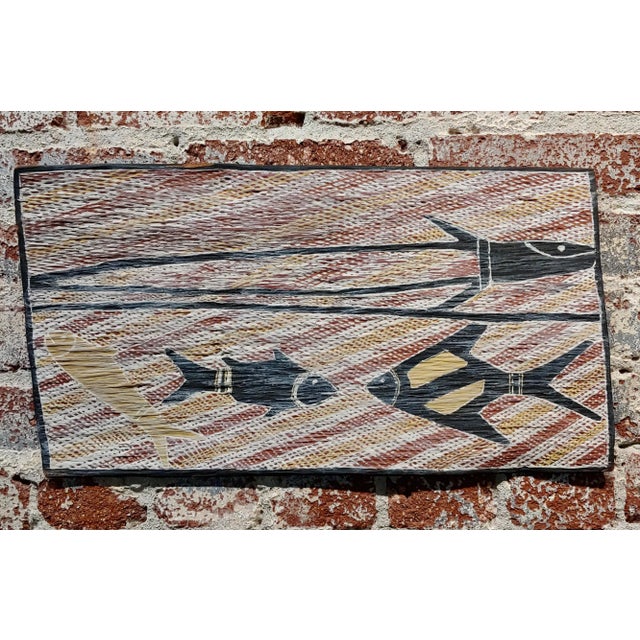 Djakandarra Barracuda Fish 1960s Australian Aboriginal Painting