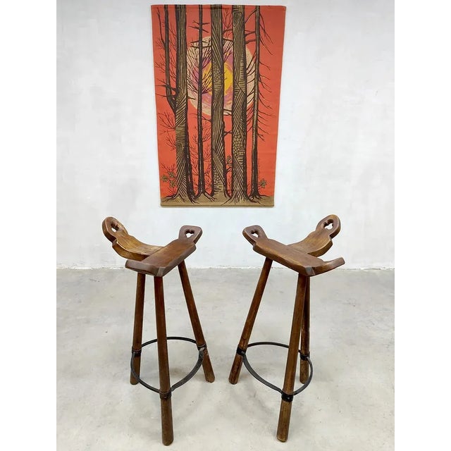 Vintage Brutalist Spanish Bar Stools For Sale - Image 6 of 8