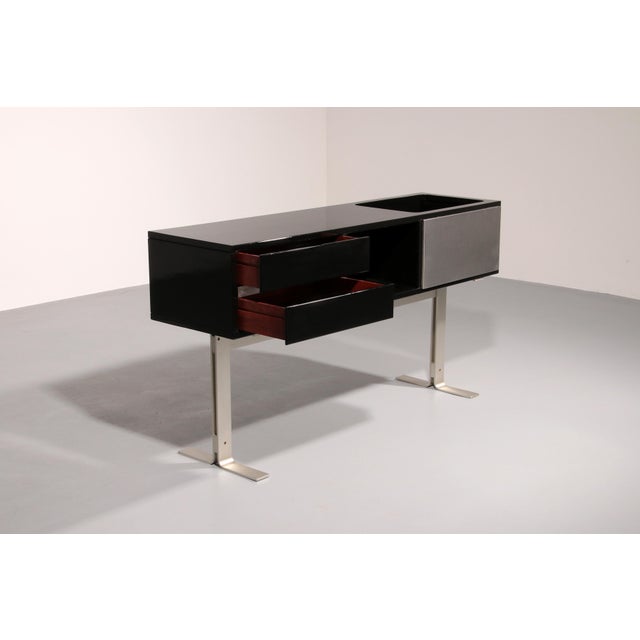 Black and Stainless Steel Bar Sideboard, Italy, 1969 For Sale - Image 10 of 12