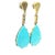 Contemporary Italian 18k Gold Turquoise and Diamond Drop Earrings, Pair For Sale - Image 3 of 11