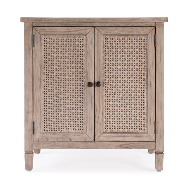 2020s Flagstaff 30 in. W Rectangular Wood 2 Door Cane Accent Storage Cabinet, Desert Sand For Sale - Image 5 of 9