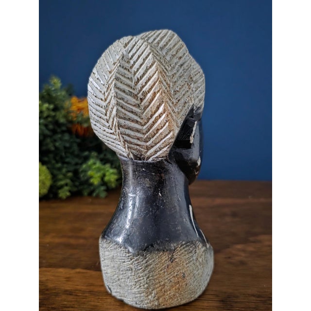 Vintage Hand Carved African Stone Bust Sculpture For Sale - Image 16 of 16