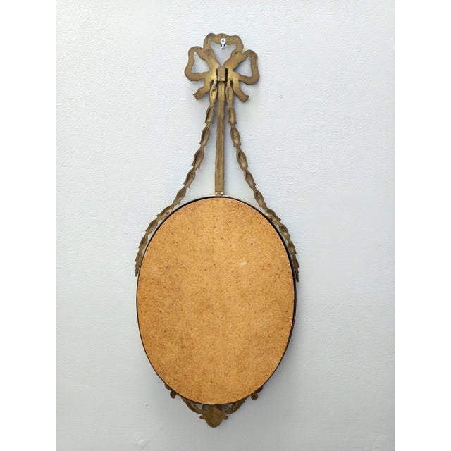 1960s Oval Wall Mirror with Brass Frame and Ribbon, Italy, 1960s For Sale - Image 5 of 10