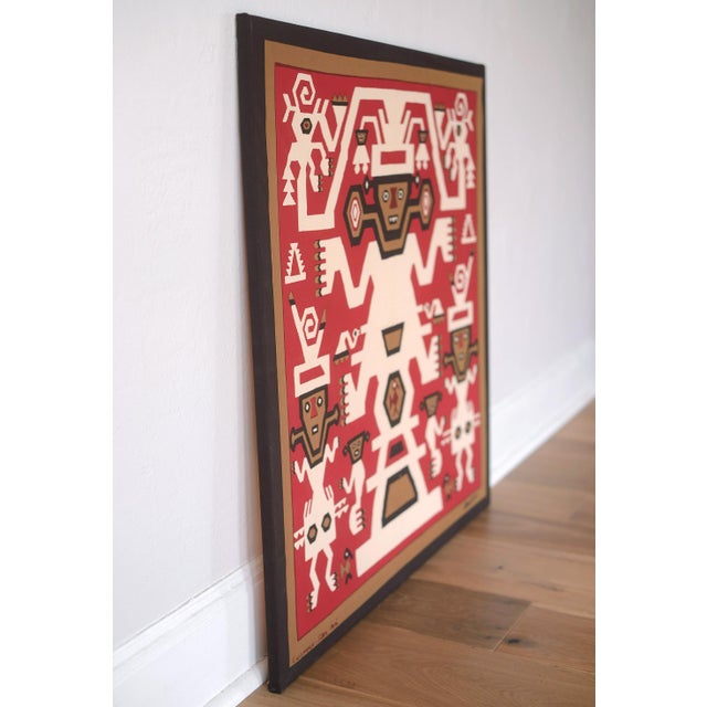 1970s Peruvian Silvania Prints Framed Incan Textile Art Print Wallhanging For Sale - Image 4 of 10