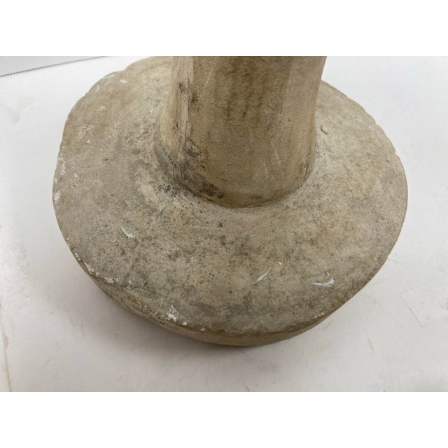 Dove Gray Group of Three Primitive Style Cast Stone Candle Lamps For Sale - Image 8 of 12