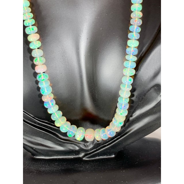 2010s Natural 110 Ct Ethiopian Opal Bead Single Strand Necklace 14 Karat Yellow Gold For Sale - Image 5 of 18