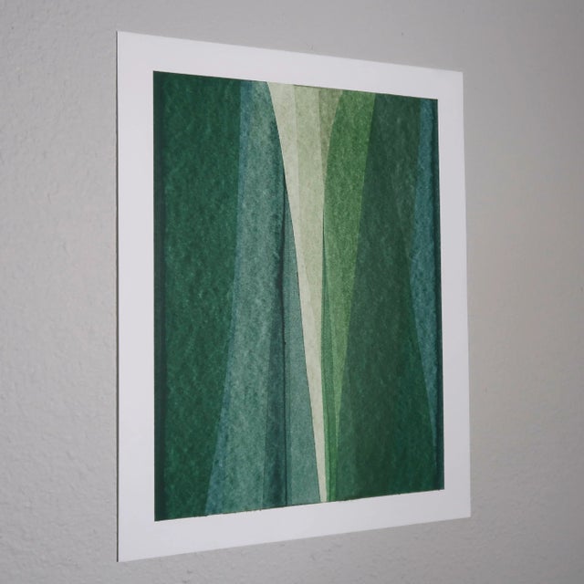 Contemporary Original Abstract Painting on Paper With Layers of Green Tones by Artist Casey R Klein For Sale - Image 3 of 9