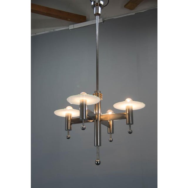 Vintage Nickel-Plated Chandelier, 1920s For Sale - Image 13 of 14