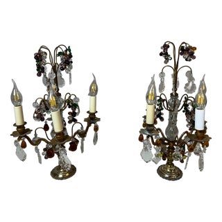 Candleholders in Crystal and Bronze, Set of 2 For Sale
