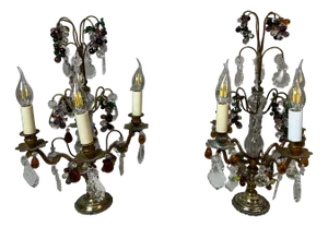 Candleholders in Crystal and Bronze, Set of 2