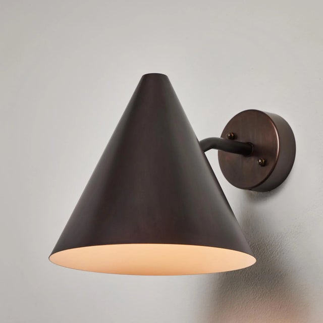 Hans-Agne Jakobsson 'Tratten' dark brown patinated outdoor sconces - a pair. An exclusive made for U.S. and UL listed...