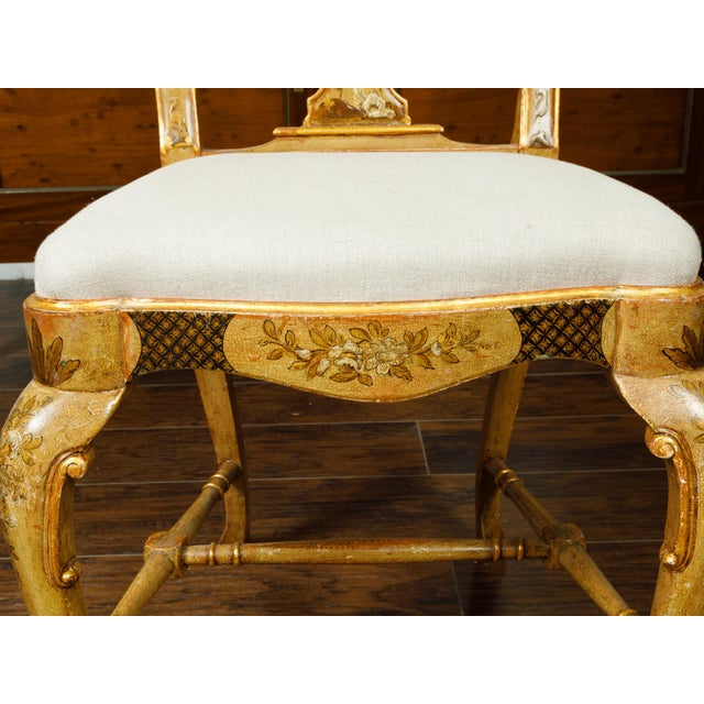 English 1920s Queen Anne Style Side Chair with Painted Birds, Trees and Flowers For Sale - Image 10 of 10