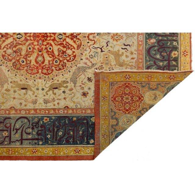 This magnificent 19th-century antique Agra rug is a masterpiece of Indian weaving, blending Persian courtly tradition with...