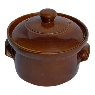 1970's Vintage Pearsons of Chesterfield Brown Glazed Stoneware Casserole Dish With Lid For Sale