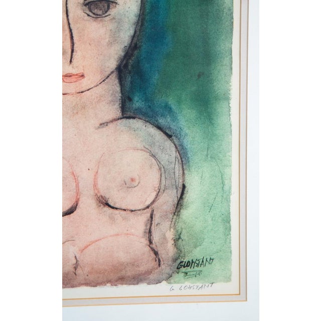Mid Century Modern Gouache Paper George Constant Art Nude Signed Ap Painting 54' For Sale - Image 4 of 12