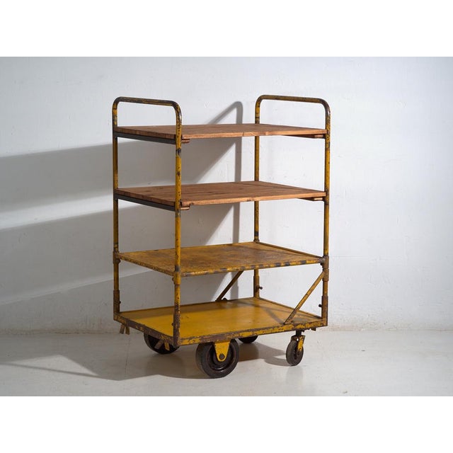 Yellow Industrial Yellow Metal Cart For Sale - Image 8 of 8