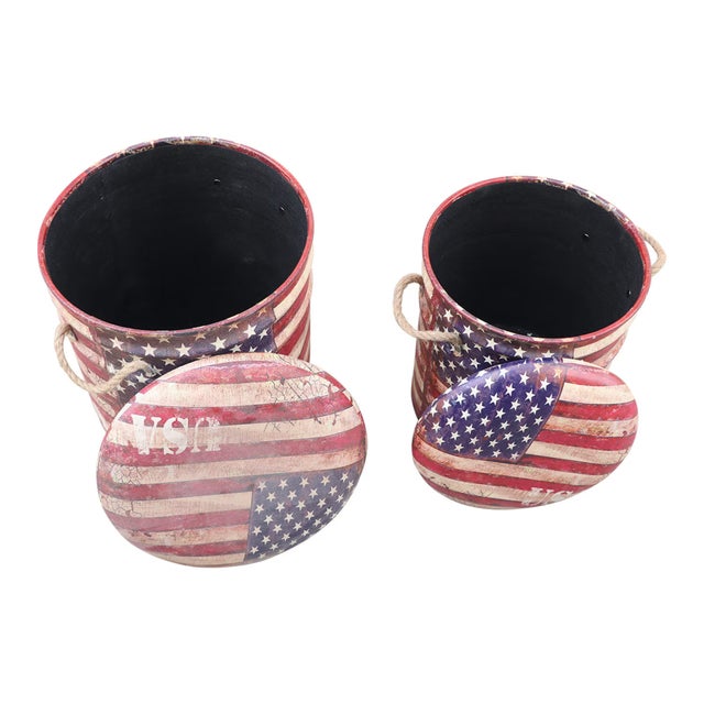 Infuse your home with a sense of pride and timeless character with our Eclectic Patriotic US Flag Storage Bins. This...