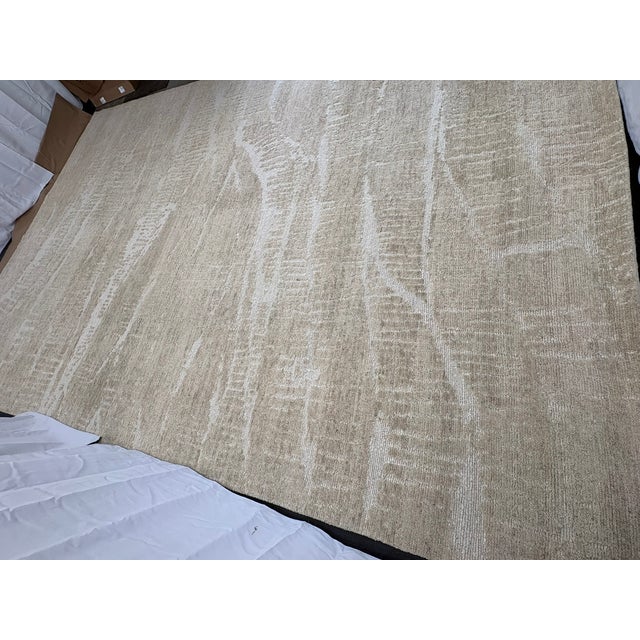 Rh Restoration Hardware Strati Hand-Knotted Wool Rug — 10' × 14' Sand | Himalayan Highland Wool | High-Low Textural Design For Sale - Image 10 of 18