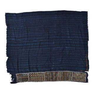 Early 20th Century Wodaabe Bororo Indigo Embroidered Textile 47x57 inches For Sale