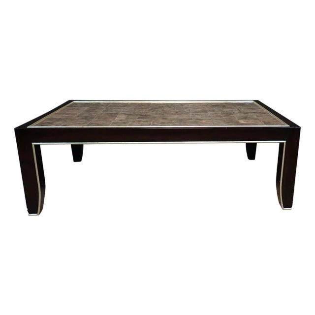 1980s Mica and Black Lacquered and Silver Gilt Wood Coffee Table For Sale