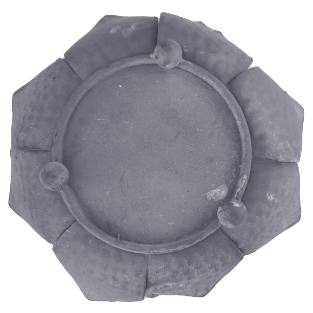 Metal Vintage Galvanized Metal Lotus Blossom Cachepots / Bowls - A Pair For Sale - Image 7 of 7