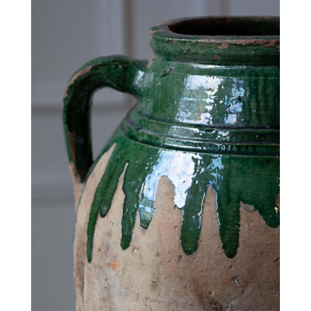 Terra Cotta 19th Century Balkan Terracotta Jar with Green Drip Glaze For Sale - Image 8 of 10
