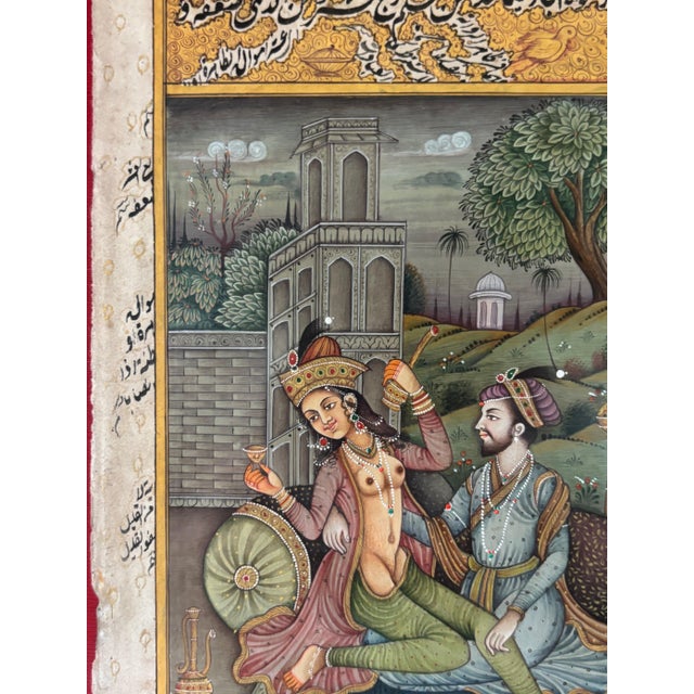 Indian Erotica Late 19th Century Framed Set of Kama-Sutra Art - Set of 2 For Sale - Image 3 of 11