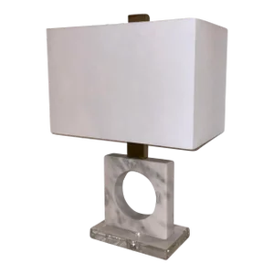 Modern Geometric White Marble Table Lamp
