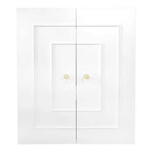 Matthew Izzo Home Judd Matte White Lacquer Storage Cabinet With Lucite and Brass Knobs