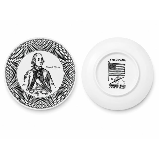 Americana Coasters in Porcelain with American Historical Figures by Piero Fornasetti, 1960s, Set of 7 For Sale - Image 9 of 11