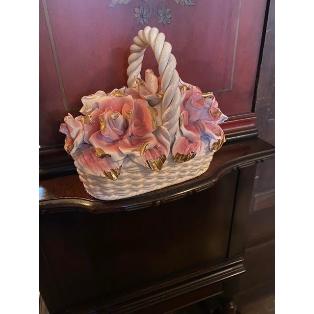 1960s Italy Pink Roses Basket For Sale - Image 5 of 5