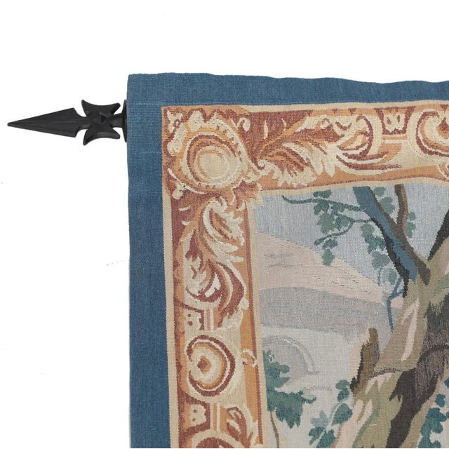 French Large Vintage French Hand-Woven Colorful Tapestry For Sale - Image 3 of 12