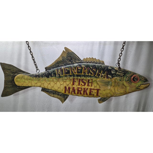 Early 21st Century Six Foot Menemsha Fish Market Trade Sign For Sale - Image 5 of 12