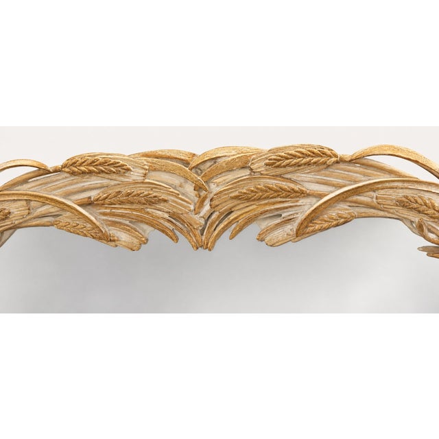 Hollywood Regency Mid-Century Hollywood Regency Italian Gilt & Cerused Carved Wheat Wall Mirror For Sale - Image 3 of 6