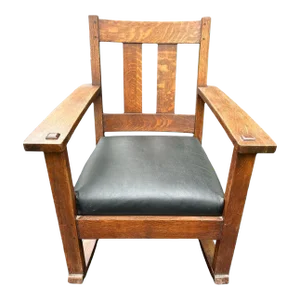 Signed Limbert Collectible Antique Arts & Crafts Quarter Sawn Oak Rocking Chair