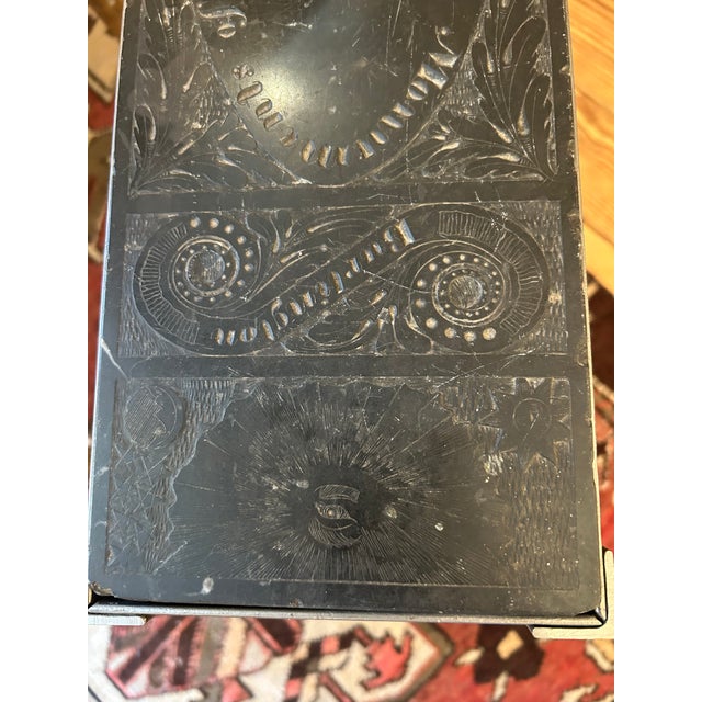 One of a Kind Drinks Side Table With Etched Marble Top & Iron For Sale - Image 11 of 12