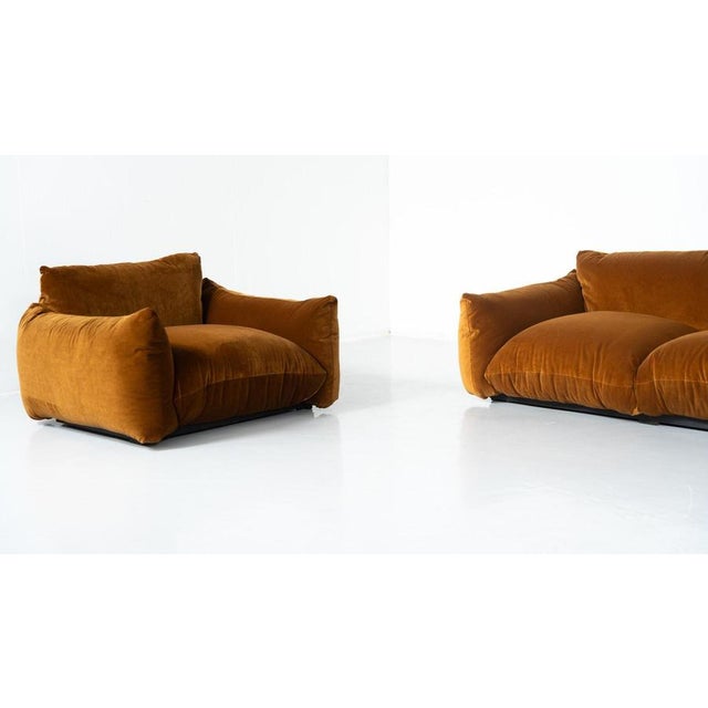 Mid-Century Modern Pair of Marenco Armchairs by Mario Marenco- New Velvet Upholstery Designed by Italian architect and...