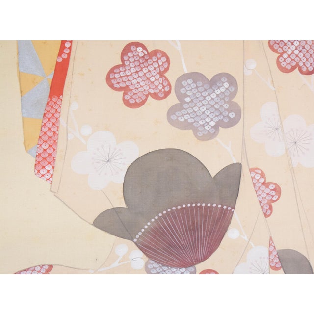 "Beautiful Woman" by Gyokukajo, Japanese Silk Scroll Painting in Original Wooden Case For Sale - Image 12 of 18