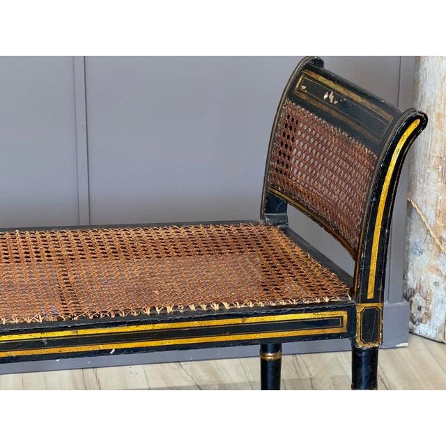 Black Early 19th Century Regency Black and Gold Painted Window Bench For Sale - Image 8 of 10