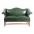 Ethan Allen Green Leather Camelback Chippendale Settee Made in North Carolina - Vintage Late 20th Century For Sale