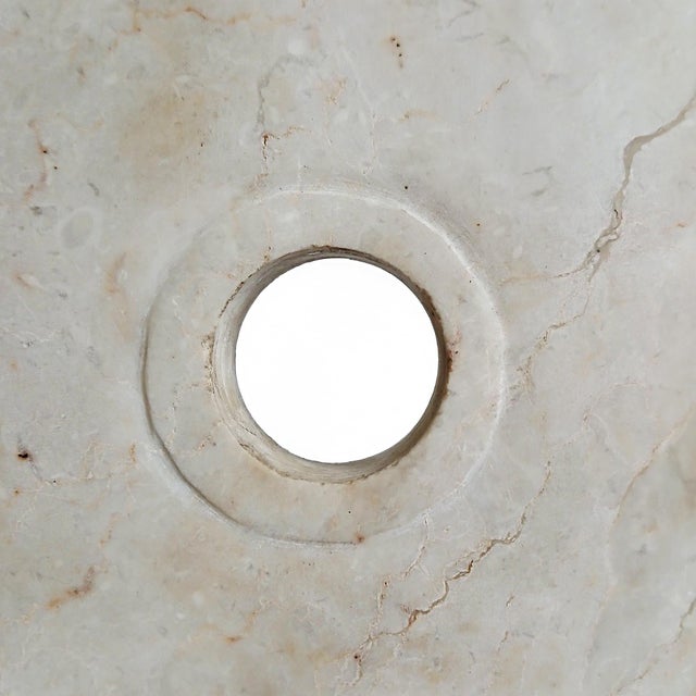 Stone Hand-Carved Indonesian 16-Inch Marble Disk on Metal Stand, Modern Design For Sale - Image 7 of 16