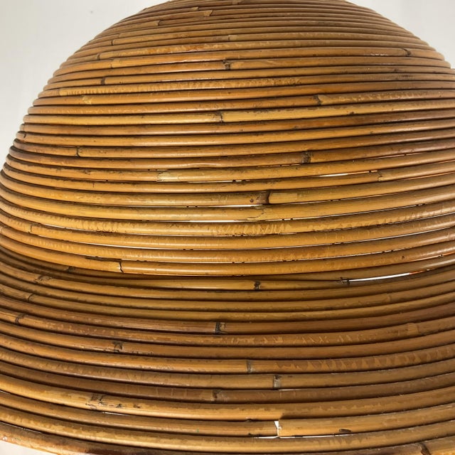 1960s Mid Century Modern Italian Large Pencil Reed Pendant For Sale - Image 4 of 8