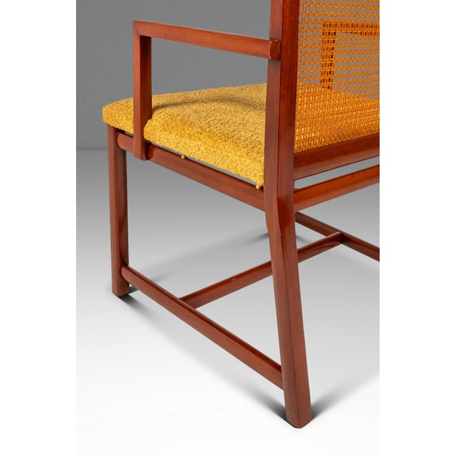 Rare Mid-Century Modern Cane-Backed Armchair in Walnut & Bouclé Attributed to Michael Taylor for Baker Furniture (New World Collection), Usa, C. 1960s For Sale - Image 17 of 18