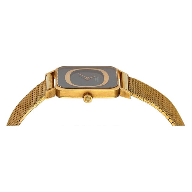 Vintage Patek Philippe 25mm Square Ellipse 18k Gold Black Dial Watch For Sale - Image 14 of 16