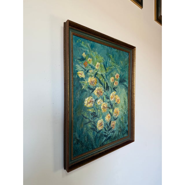 1980’s Vintage Qeri Wister Floral Still Life Oil on Canvas Painting, Framed For Sale - Image 4 of 14