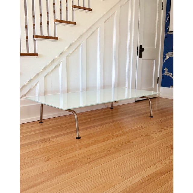 2001 Danish Modern Vico Magistretti for Fritz Hansen Rectangular Glass & Steel Coffee Table For Sale - Image 10 of 12
